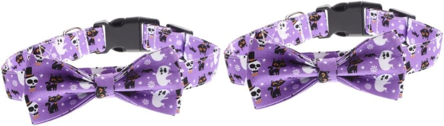 Generic 4Pcs Cat Decor Themed Collar Neckwear Pets Medium Collars Bowtie Bow Cats Fancy Designed Halloween Dog Photo for Removable Pet Comfortable Cute Decorative Adjustable Ties Purple Animals & Pet Supplies > Pet Supplies > Dog Supplies > Dog Apparel generic Purplex2pcs 50X2.5X1CMx2pcs 