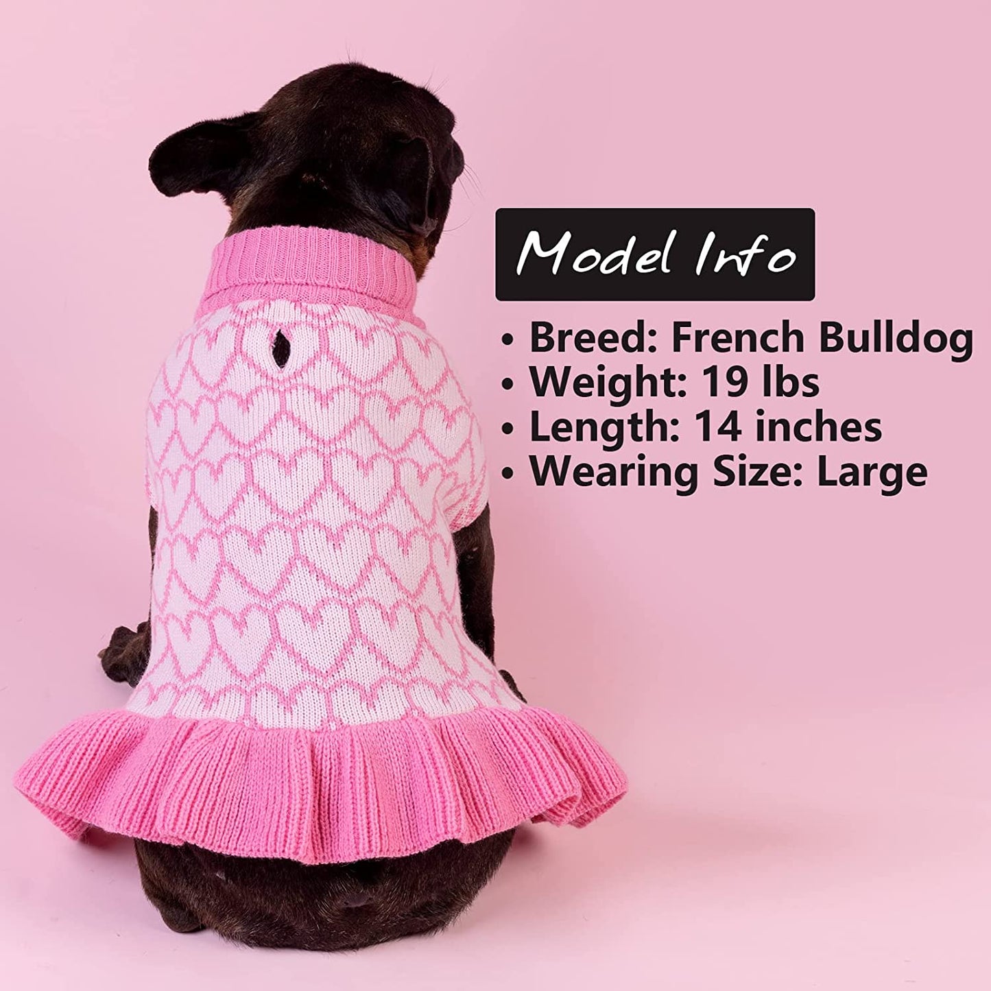 KYEESE Valentines Day Dog Sweaters Dress Pink Heart Design Dog Sweaters with Leash Hole Pet Sweater Pet Clothes,Xs Animals & Pet Supplies > Pet Supplies > Dog Supplies > Dog Apparel kyeese   