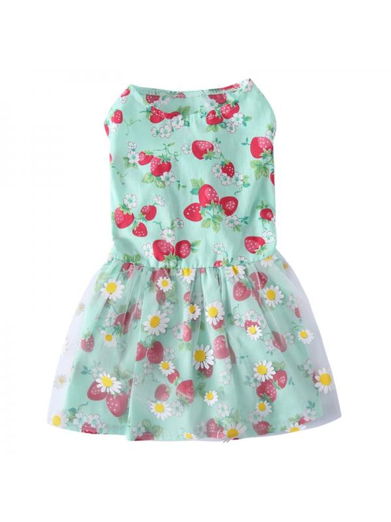 Flower Dog Dress for Pet Colorful Flower Print Clothes Birthday Party Doggie Sundress Puppy Clothes Animals & Pet Supplies > Pet Supplies > Dog Supplies > Dog Apparel Jongmart L Light Green 