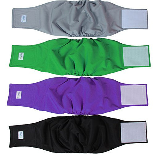 Teamoy 4Pcs Reusable Wrap Diapers for Male Dogs, Washable Puppy Belly Band (XL, Black+ Gray+ Green+ Purple) Animals & Pet Supplies > Pet Supplies > Dog Supplies > Dog Diaper Pads & Liners Damero INC   