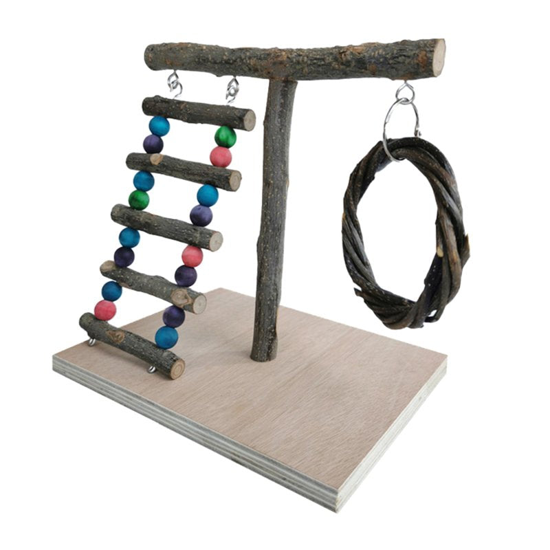 BINYOU Activity Parrot Play Stand Pet Training Climbing Ladder Bird Wooden Exercise Gym Holder Feeder for Home Living Room Decoration Wood Crafts Animals & Pet Supplies > Pet Supplies > Bird Supplies > Bird Gyms & Playstands BINYOU B  