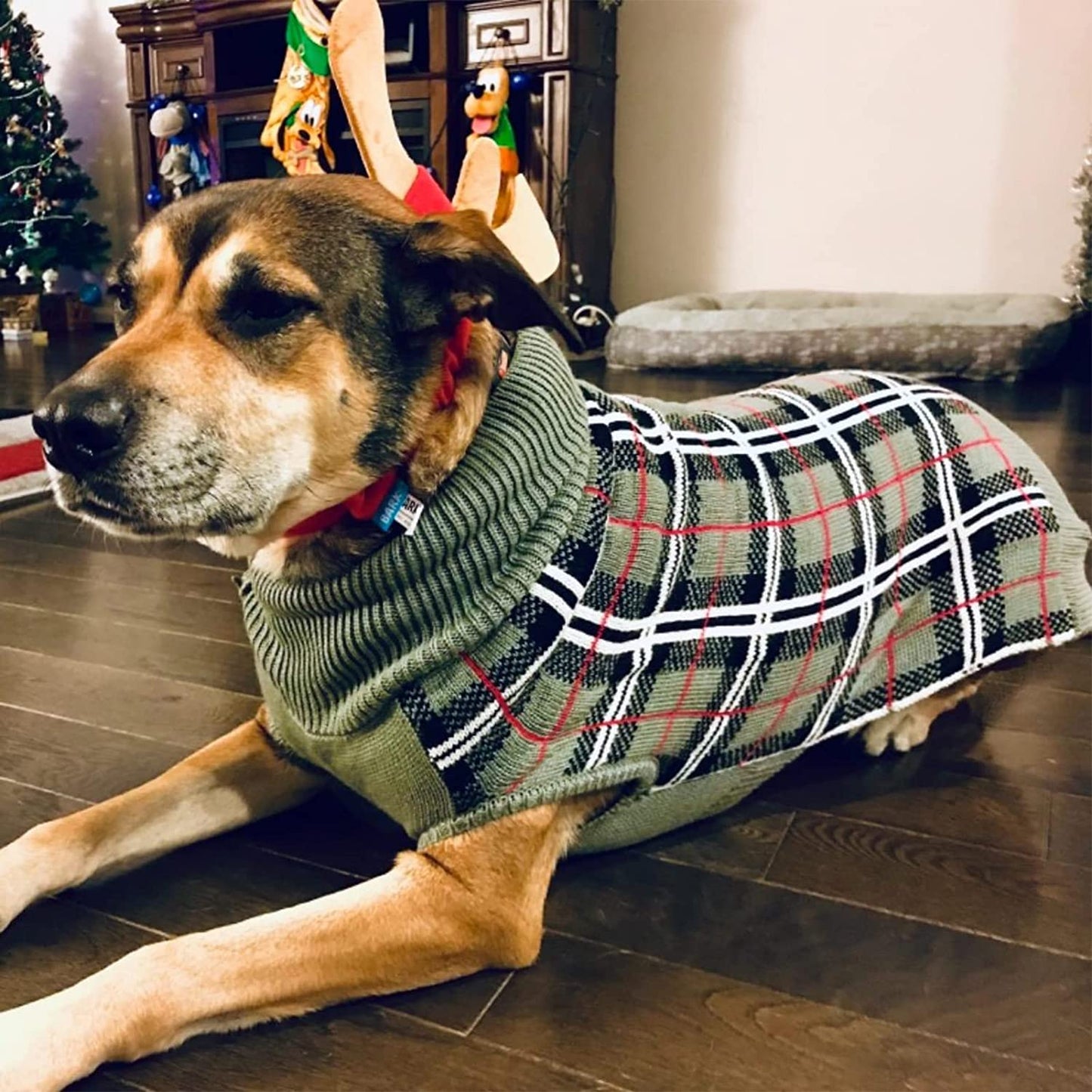 PUPTECK Classic Plaid Style Dog Sweater - Puppy Festive Winter Cloth Animals & Pet Supplies > Pet Supplies > Dog Supplies > Dog Apparel Beibao   