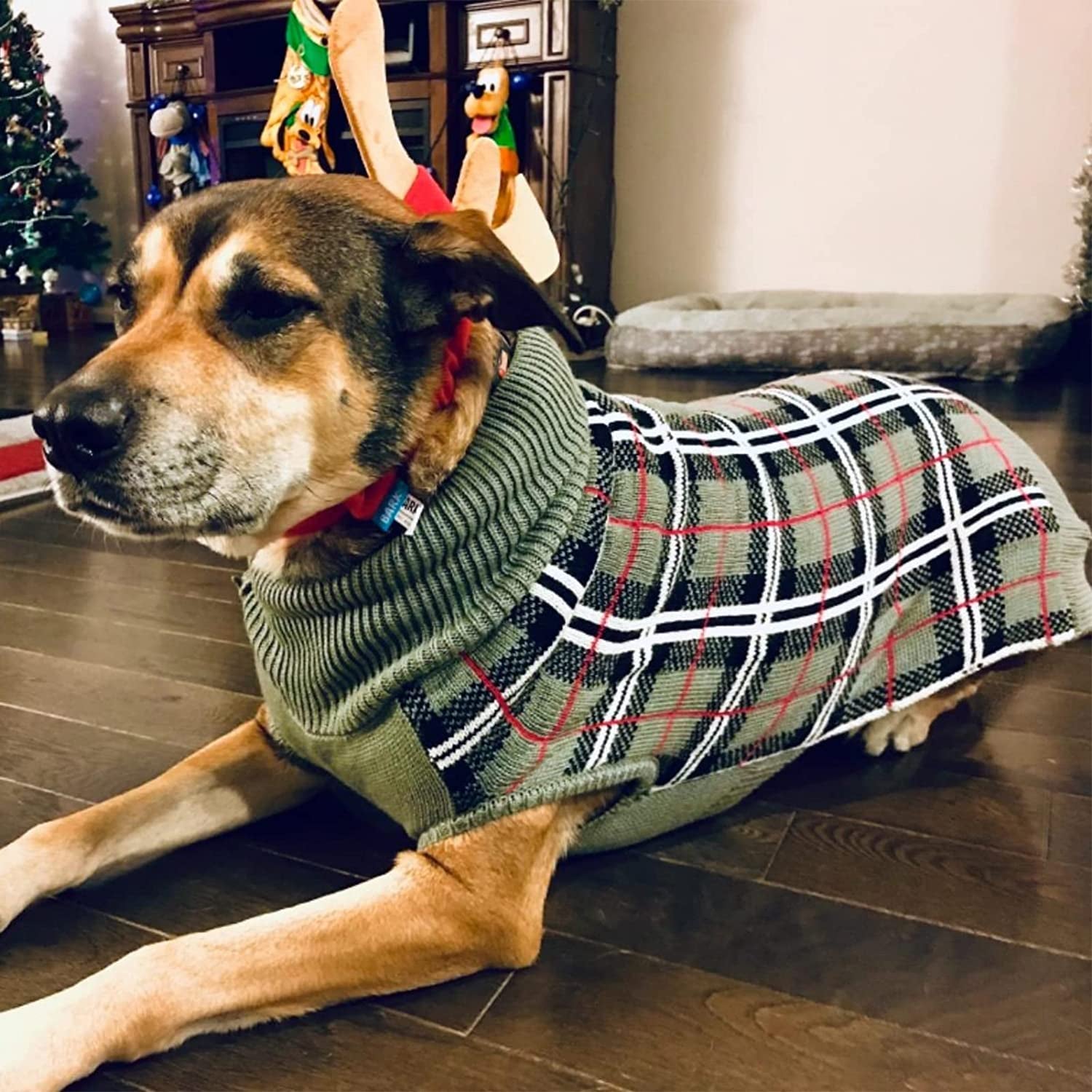 PUPTECK Classic Plaid Style Dog Sweater - Puppy Festive Winter Cloth Animals & Pet Supplies > Pet Supplies > Dog Supplies > Dog Apparel Beibao   