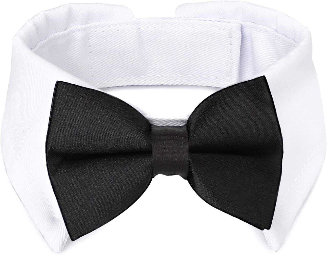 Dog Tuxedo Collar, Segarty Bow Tie Dog Collar, Black Bowtie with Handcrafted Adjustable White Collar Formal Pet Cats Necktie Collar for Small Medium Large Boy Dog Wedding Grooming Bows Birthday Gift Animals & Pet Supplies > Pet Supplies > Dog Supplies > Dog Apparel Segarty black S 