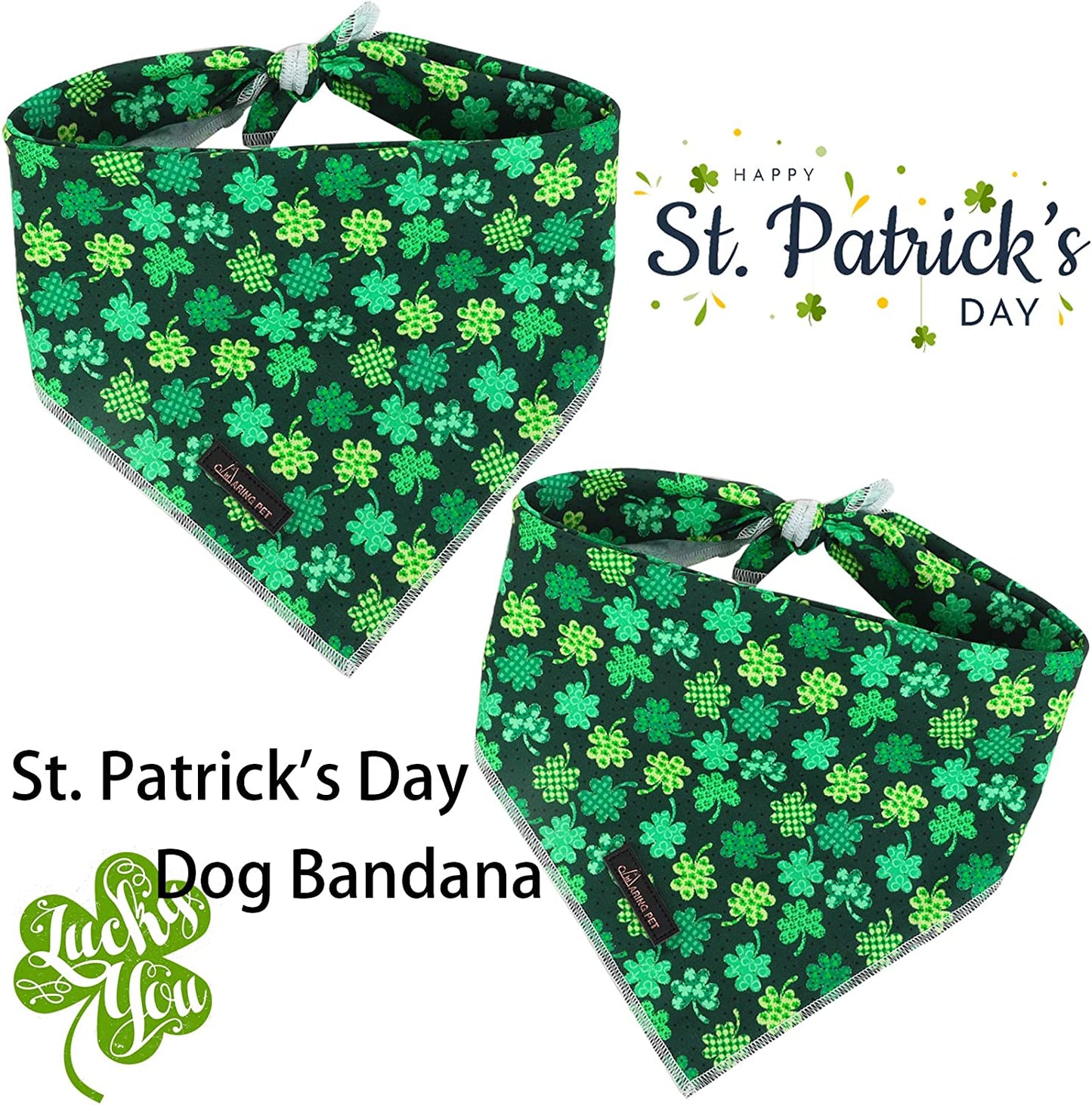 ARING PET St. Patrick'S Day Dog Bandana-Cute Clover Dog Bandana, Cotton Trefoil Dogs Scarf Triangle Bibs for Small to Large Boy Girl Dogs and Cats Animals & Pet Supplies > Pet Supplies > Dog Supplies > Dog Apparel ARING PET   