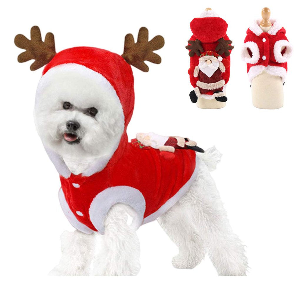 Reactionnx Santa Dog Costume Christmas Pet Clothes Winter Hoodie Coat Clothes Pet Clothing for Small Dogs & Cats Winter Coat Warm Clothes Christmas Holiday Apparel Outfit Animals & Pet Supplies > Pet Supplies > Cat Supplies > Cat Apparel Reactionnx XS  