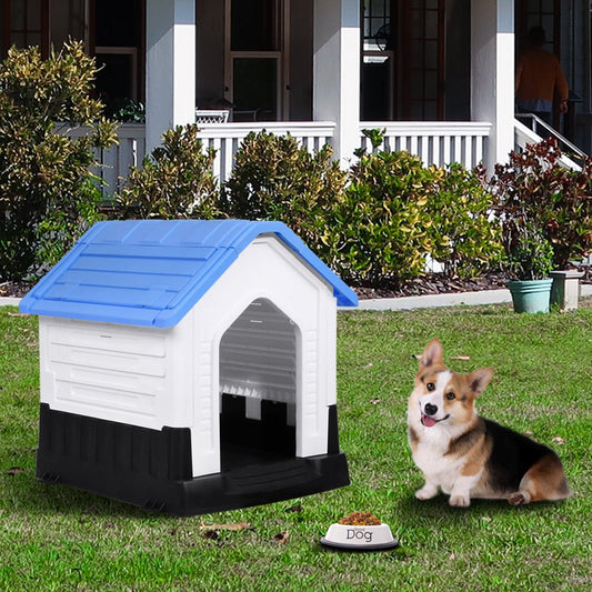 Magshion Durable Waterproof Plastic Dog Puppy House Indoor & Outdoor Pet Shelter with Elevated Floor(Blue)