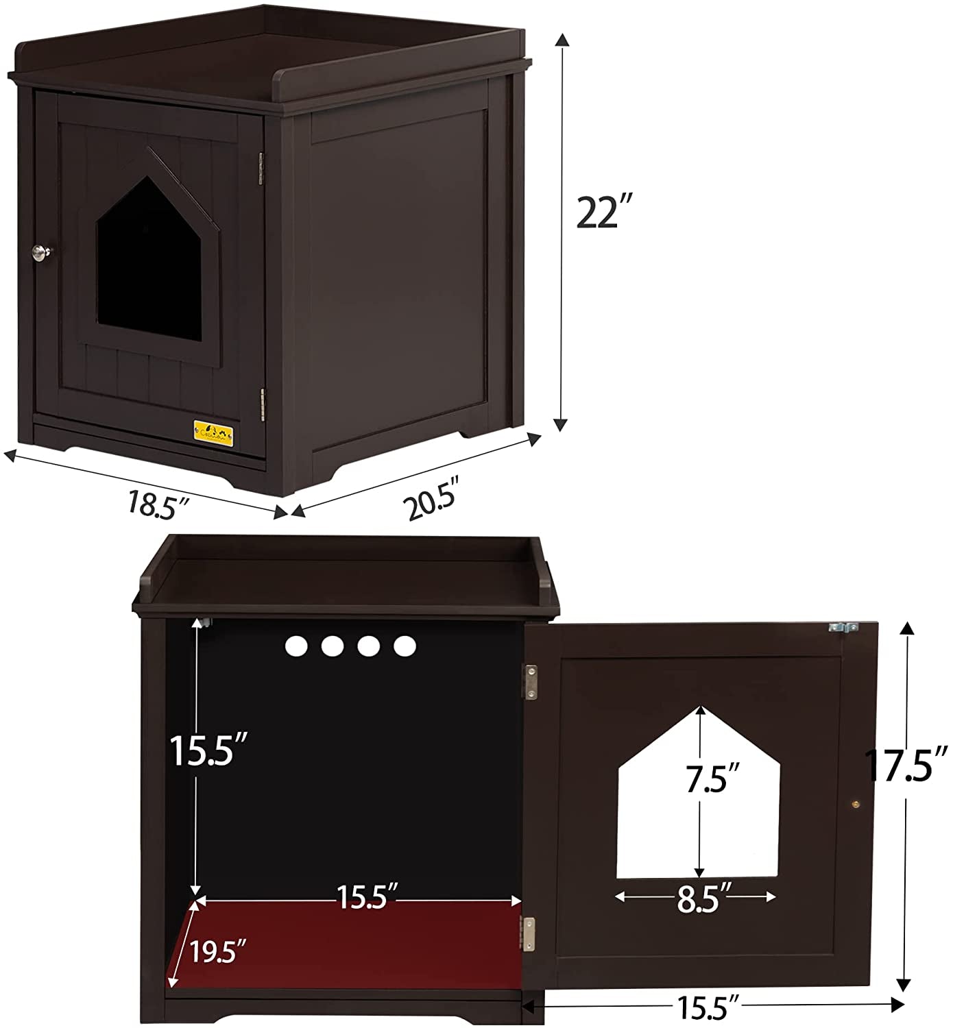 Coziwow Cat House Hidden Litter Box Furniture with Apron Top,Brown Animals & Pet Supplies > Pet Supplies > Cat Supplies > Cat Furniture Coziwow   