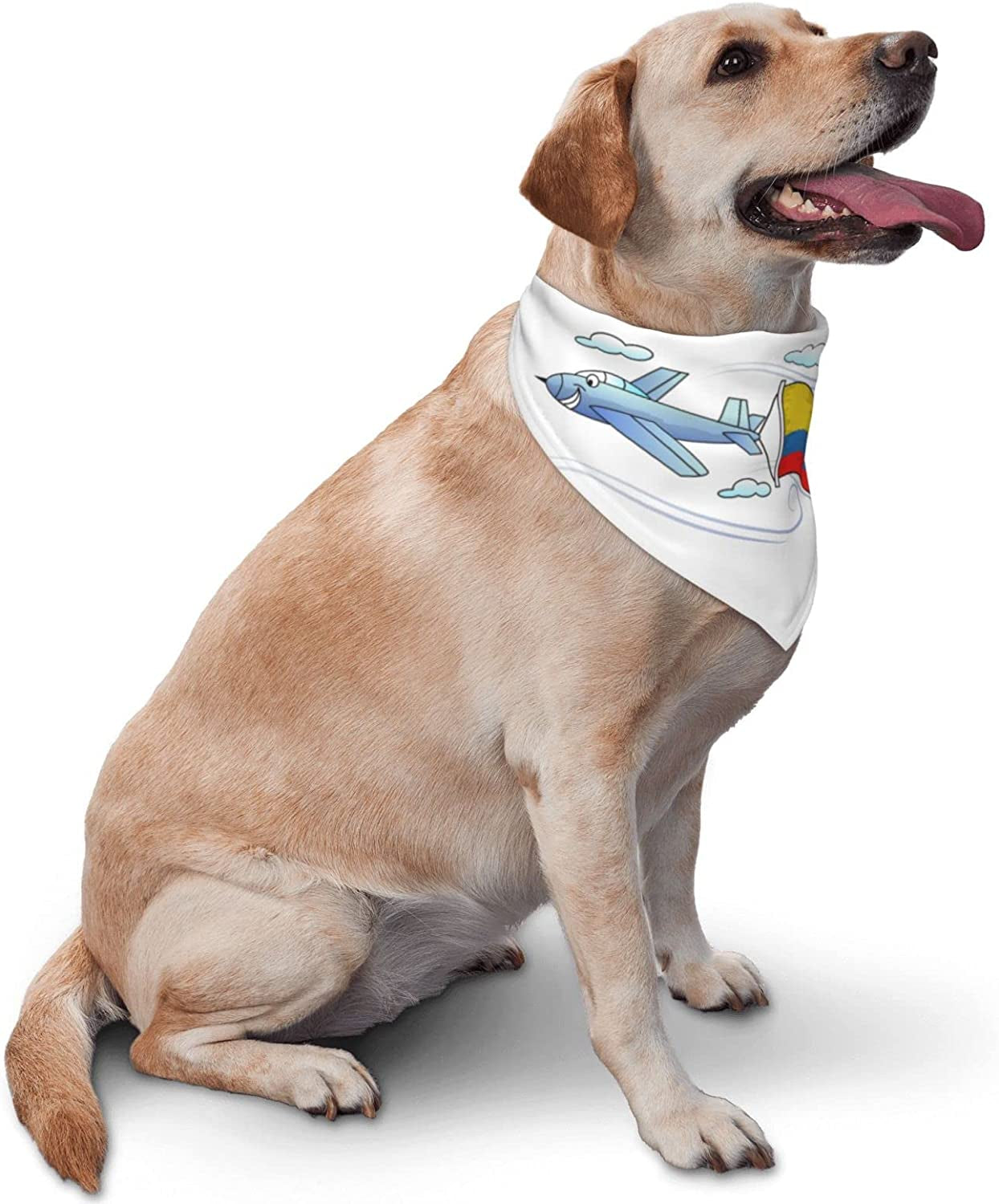 Airplane with Flag Colombia Pet Dog and Cat Decorative Triangle Scarf,Dog Bandana,Breathable and Stain Resistant. Animals & Pet Supplies > Pet Supplies > Dog Supplies > Dog Apparel ZALTAS   