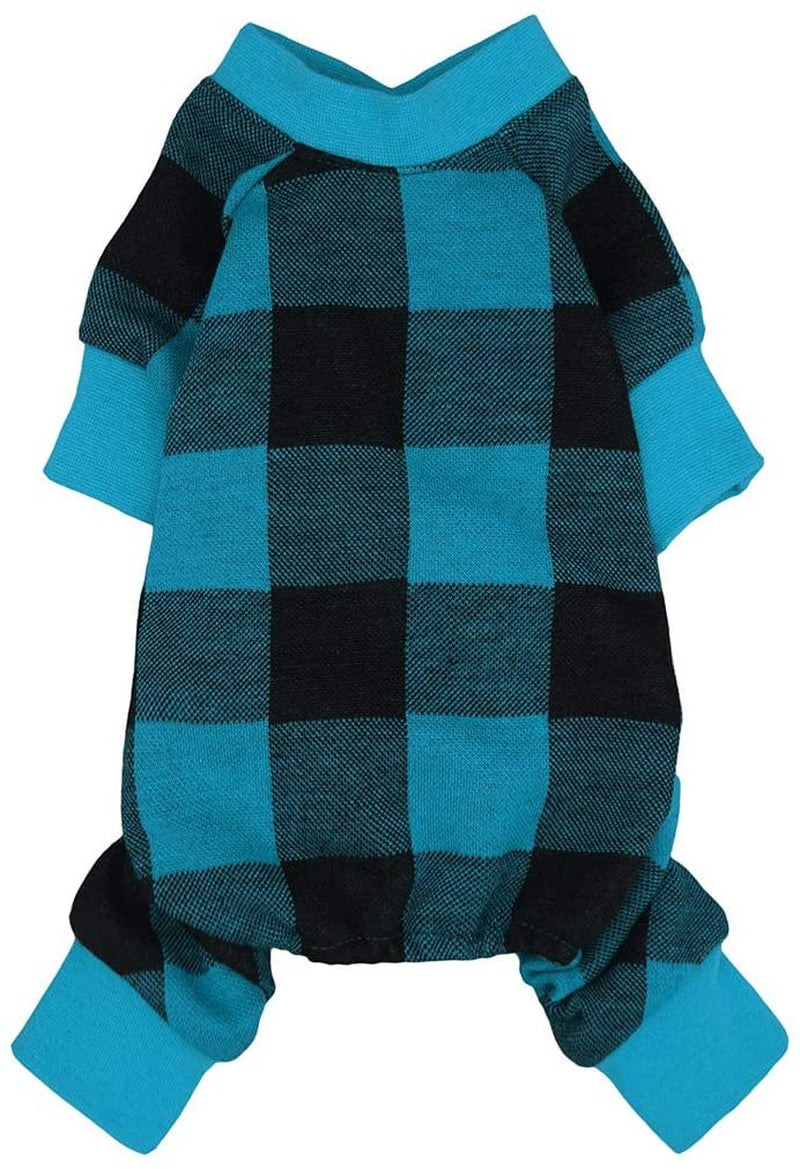 Fitwarm 100% Cotton Buffalo Plaid Dog Clothes Puppy Pajamas Pet Apparel Cat Onesies Jammies Doggie Jumpsuits XS Animals & Pet Supplies > Pet Supplies > Dog Supplies > Dog Apparel Fitwarm L Blue 