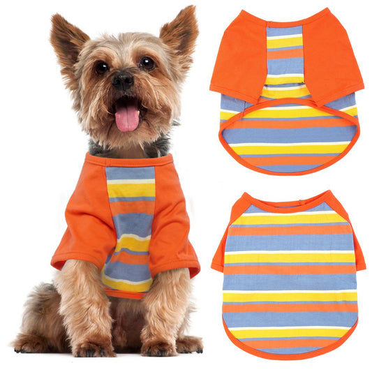 ROZKITCH Dog Shirt Cotton Striped T-Shirt, Summer Pet Clothes for Small Dogs Soft Puppy Apparel Cat Tee, Breathable Stretchy for Small to Medium Dogs Puppy Kitten Cats Animals & Pet Supplies > Pet Supplies > Cat Supplies > Cat Apparel ROZKITCH S Orange 