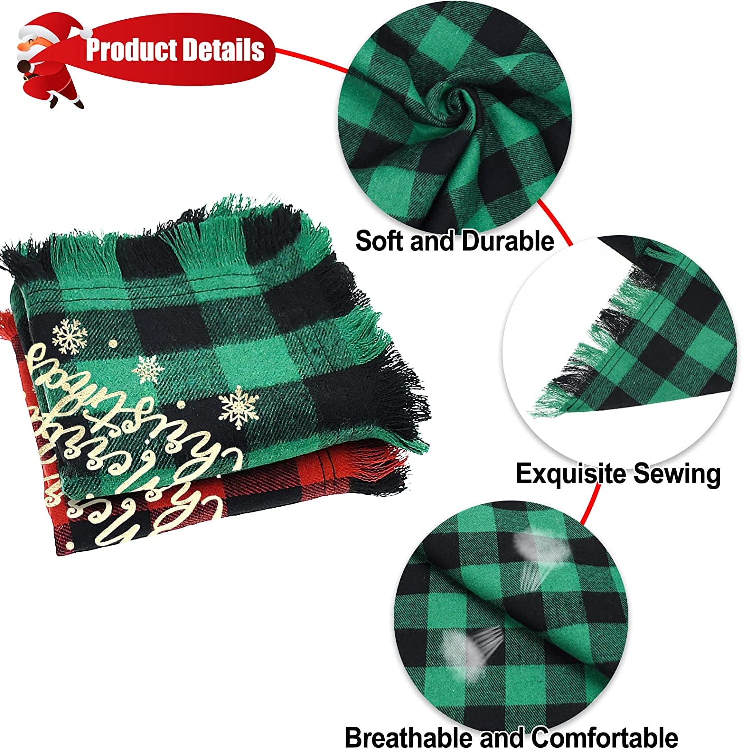  Malier 2 Pack Dog Bandana Christmas Classic Buffalo