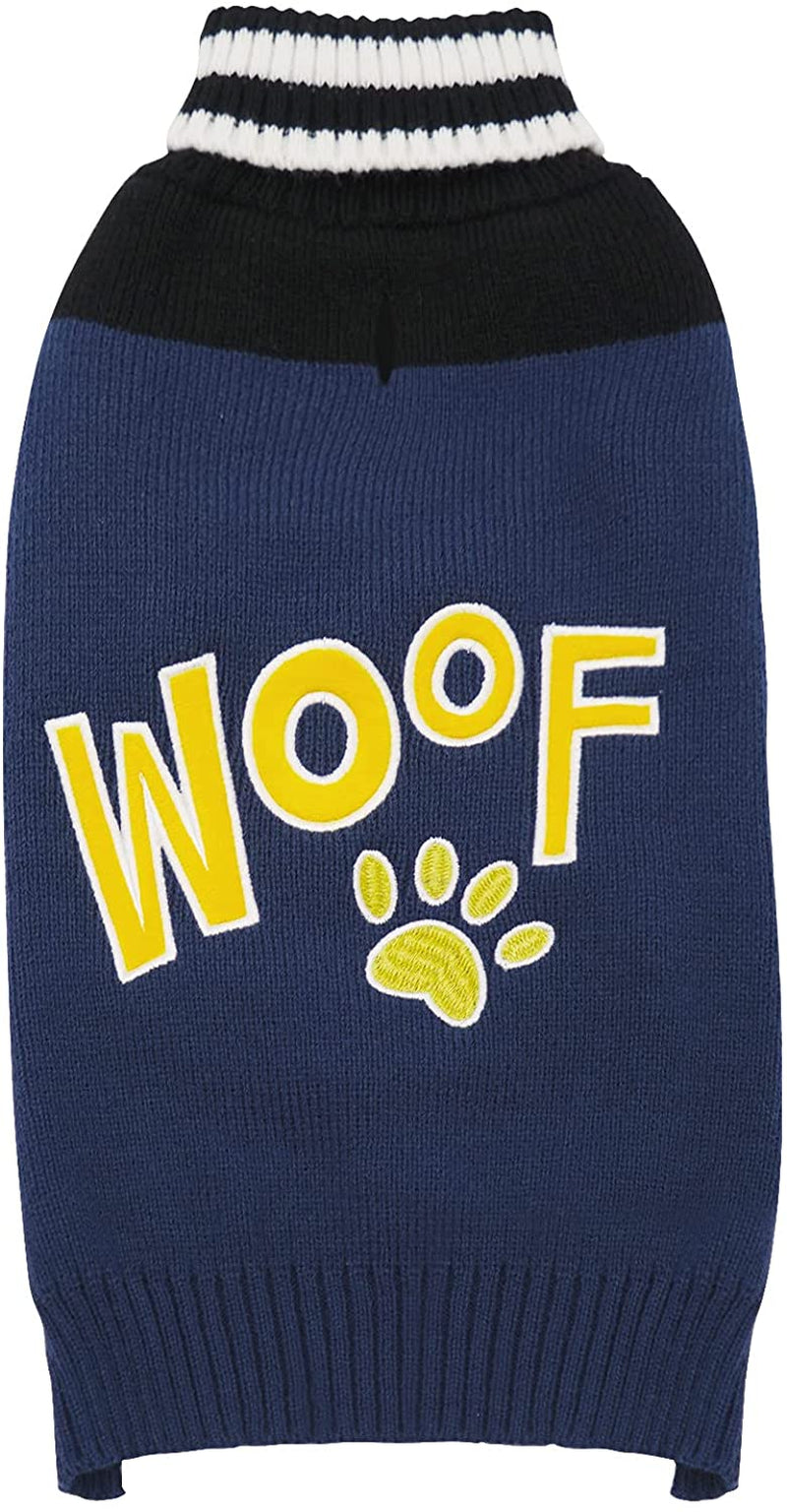 KYEESE Valentines Day Dog Sweater Woof Turtleneck Dog Knitwear for Medium Dogs with Leash Hole Dog Apparel Dog Coat, Pink,Xl Animals & Pet Supplies > Pet Supplies > Dog Supplies > Dog Apparel kyeese (Woof) Navyblue Medium (7-11lbs) 