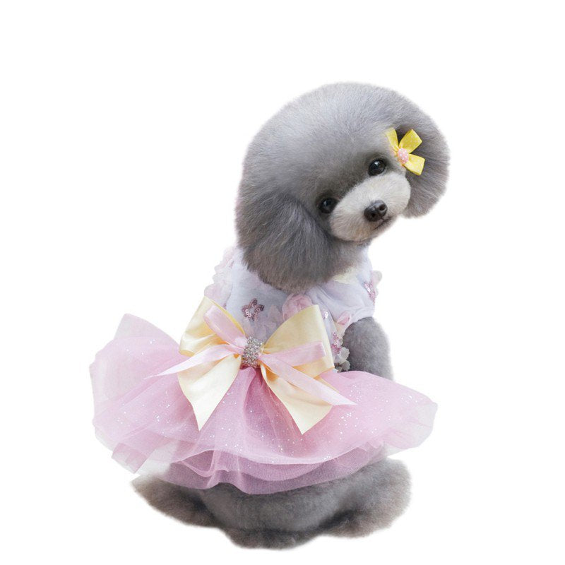 Dog Dress, 2Pcs Pet Spring Summer Dresses Apparel Clothes, Puppy Shirts Vest Skirt for Small Dogs and Cats in Wedding Holiday Animals & Pet Supplies > Pet Supplies > Cat Supplies > Cat Apparel FYCONE   