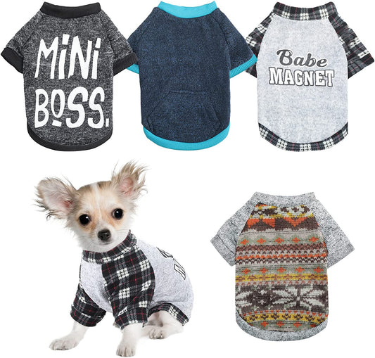 4 Pieces Winter Pet Dog Sweater Warm Soft Dog Sweater Thickening Kitten Clothes Cat Sweater Puppy Sweaters for Small Dogs, 4 Styles (Medium) Animals & Pet Supplies > Pet Supplies > Dog Supplies > Dog Apparel Silkfly Medium  