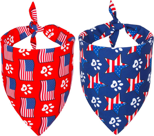 ADOGGYGO American Flag Dog Bandanas Triangle Dog Scarf Patriotic 4Th of July Dog Bandana for Small Medium Large Dogs Pets (Red & Blue) Animals & Pet Supplies > Pet Supplies > Dog Supplies > Dog Apparel ADOGGYGO   