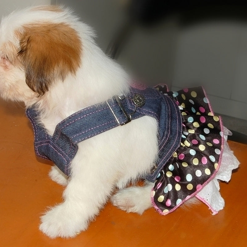 Pet Dog Puppy Denim Dre Skirt Clothes Apparel Pink Sequin Heart Pocket XS Animals & Pet Supplies > Pet Supplies > Dog Supplies > Dog Apparel SunniMix   