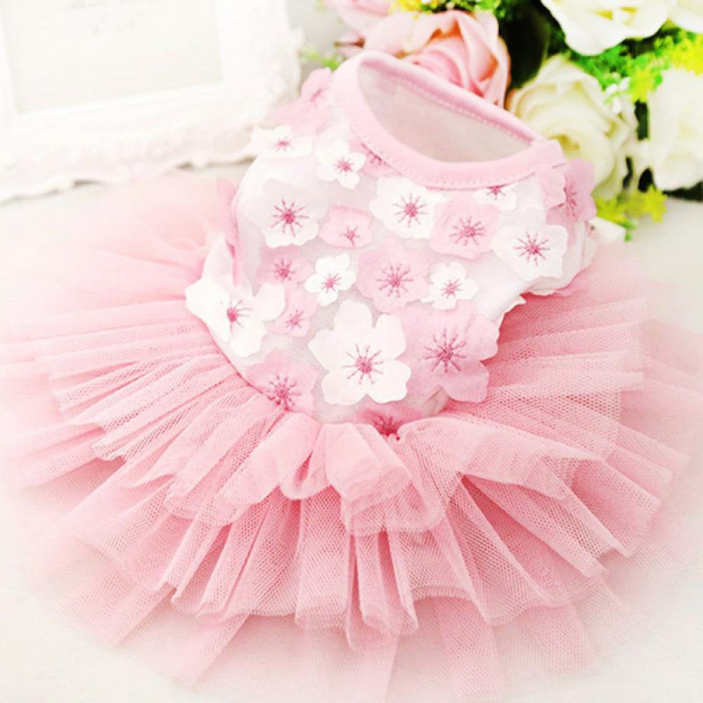Dog Dress Summer Pet Clothes Pet Floral Gauze Princess Dress for Dogs Sweet Puppy Wedding Dresses Vest Apparel for Dogs and Cats Animals & Pet Supplies > Pet Supplies > Dog Supplies > Dog Apparel Xinhuaya   