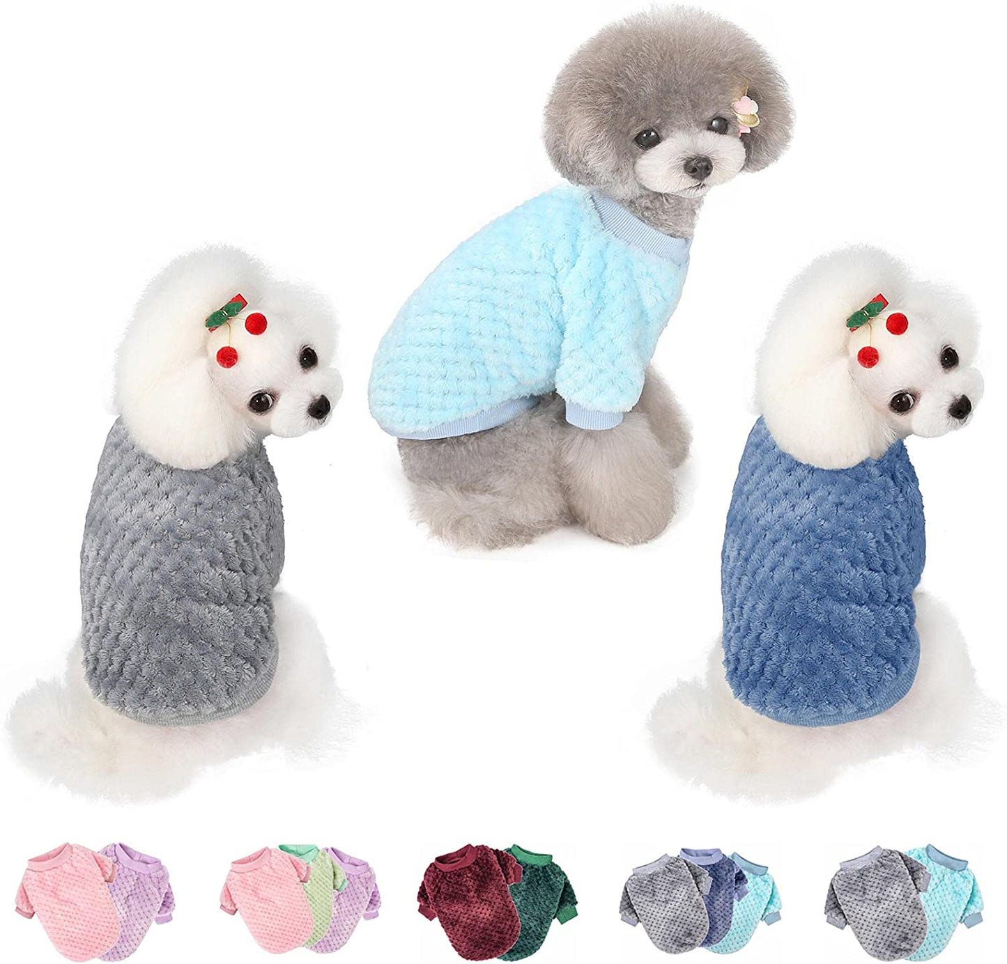 Dog Sweater, 3 Pack Dog Sweaters for Small Medium Dogs or Cat, Warm Soft Flannel Pet Clothes for Dogs Girl or Boy, Dog Shirt Coat Jacket (Small, Pink+Purple+Light Green) Animals & Pet Supplies > Pet Supplies > Dog Supplies > Dog Apparel POMIU Grey+Navy+Sky Blue Medium 