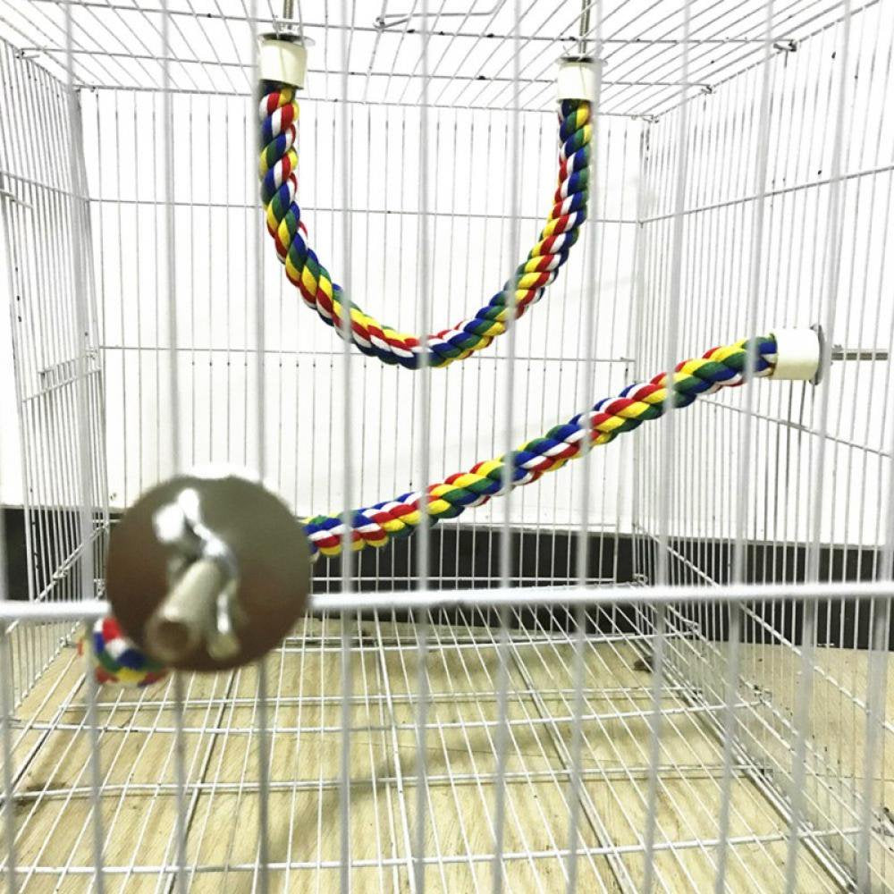 Bird Rope Perch Bungee Toys Colorful Flexible Step Parrot Ladder Swing Bridge Cotton Rope Stand Cage Accessories Animals & Pet Supplies > Pet Supplies > Bird Supplies > Bird Ladders & Perches Forzero   