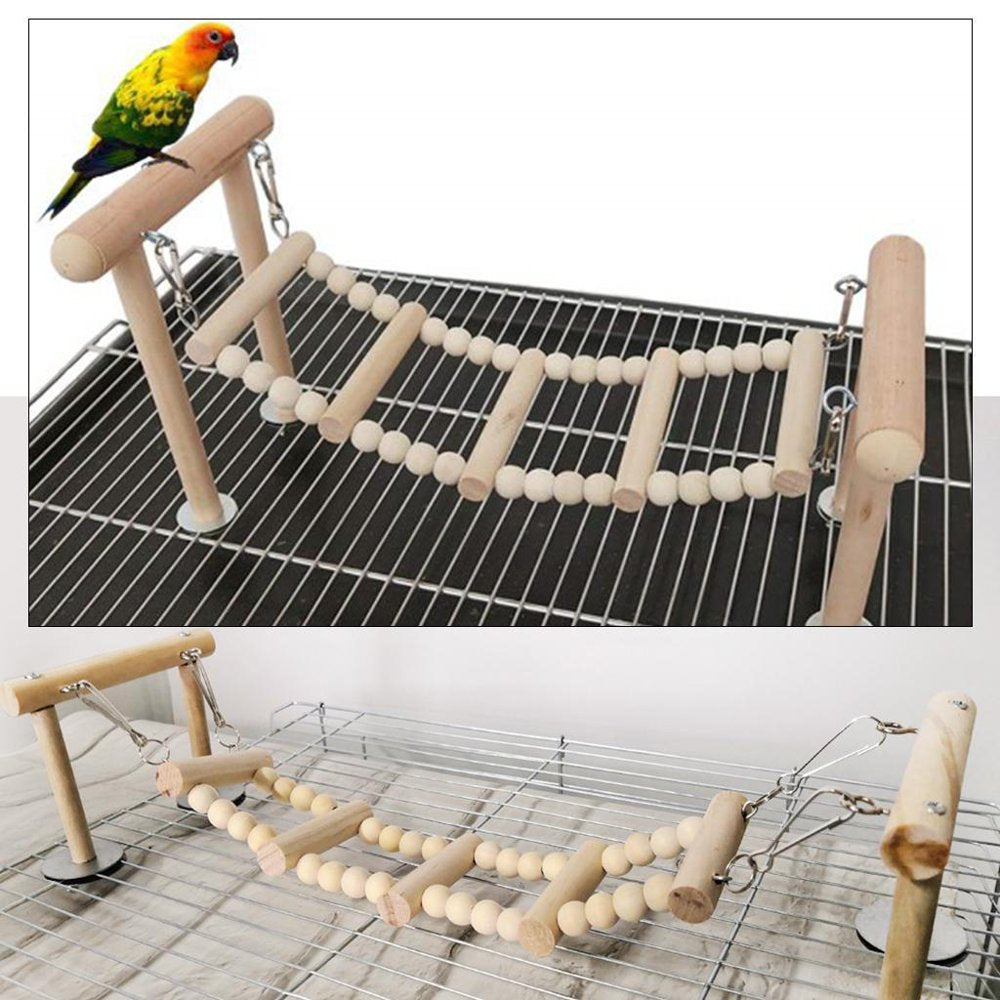 Bird Perches Stand Toy, Parrot Swing Climbing Ladder Toys, Gyms Playground Stands Wooden Perch for Parakeet, Cockatiel