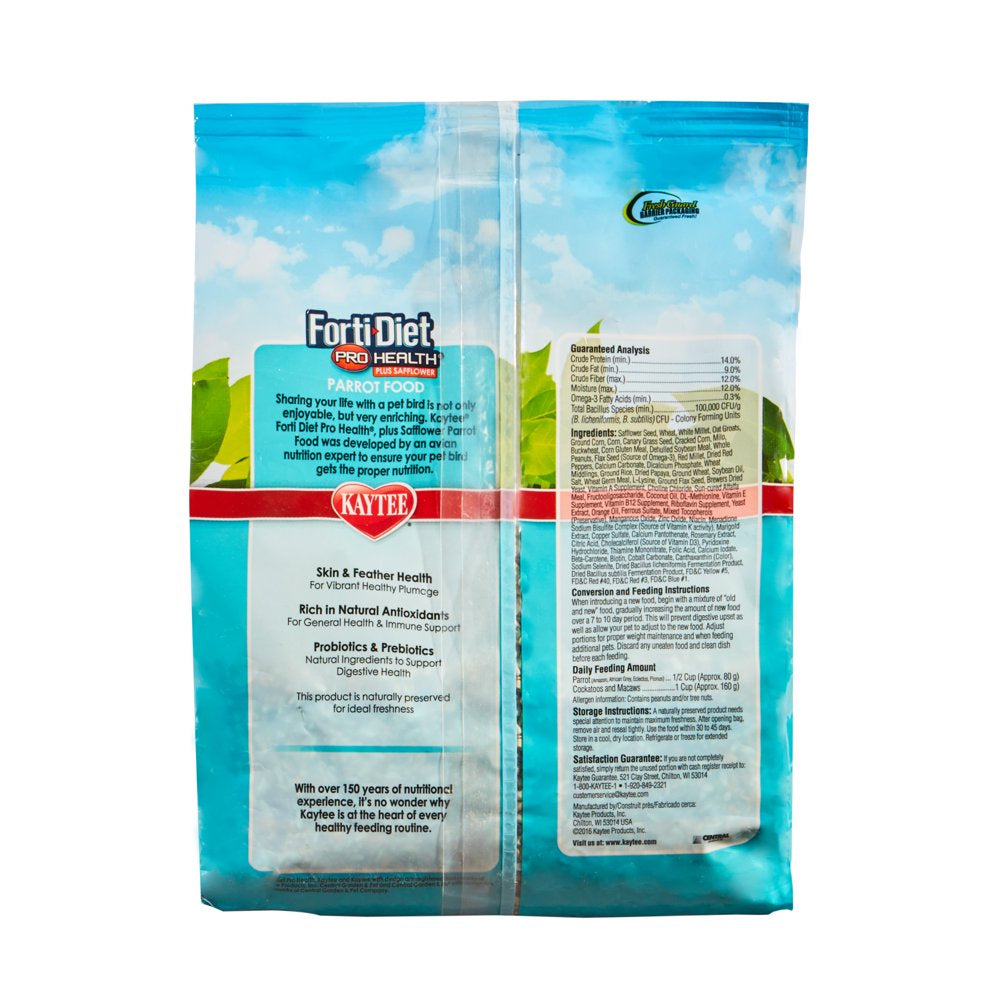 Kaytee Forti-Diet Pro Health Parrot Pet Bird Food with Safflower, 4 Lb Animals & Pet Supplies > Pet Supplies > Bird Supplies > Bird Food Central Garden and Pet   