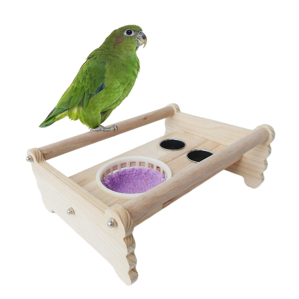 Parrot Perch Stand Birds Platform Tabletop Playstands W/ Bowl Cage Bed for Macaw Budgies Cockatiels Cockatoos Lovebird Cage Accessories - Natural Animals & Pet Supplies > Pet Supplies > Bird Supplies > Bird Cages & Stands perfk   