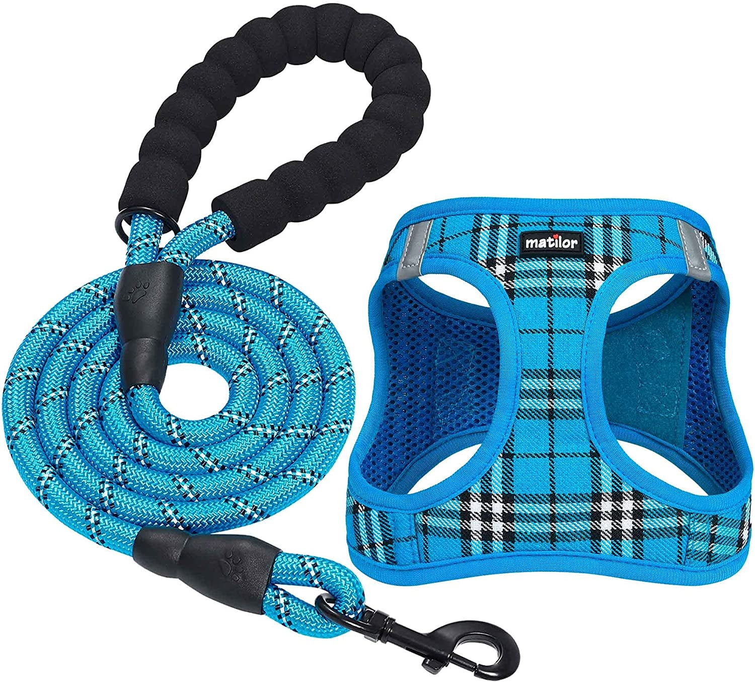 Matilor Dog Harness Step-In Breathable Puppy Cat Dog Vest Harnesses for Small Medium Dogs Animals & Pet Supplies > Pet Supplies > Dog Supplies > Dog Apparel matilor Blue Plaid L (Chest 17''-20'', Weight 14-19 lb) 