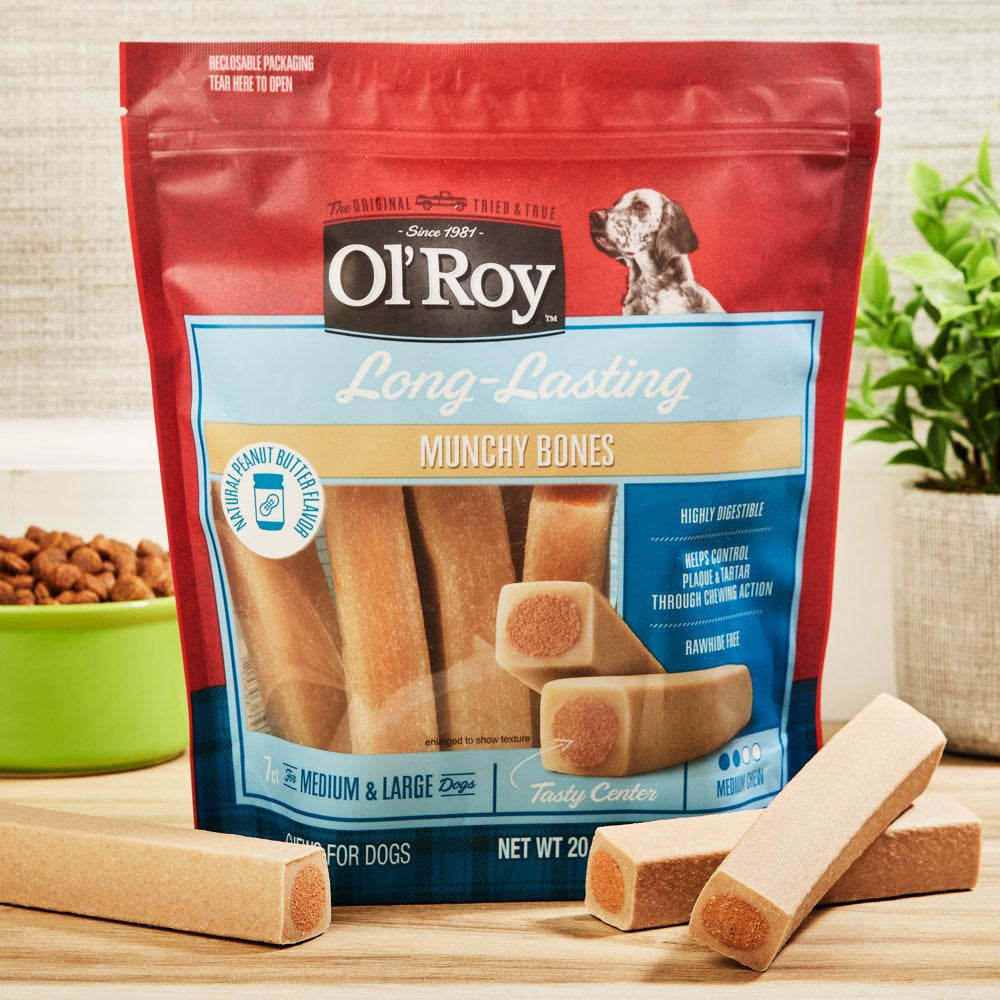 Ol' Roy Long-Lasting Natural Peanut Butter Flavor Munchy Bones Chews for Dogs, 7 Count, 20 Oz Animals & Pet Supplies > Pet Supplies > Dog Supplies > Dog Treats Wal-Mart Stores, Inc.   