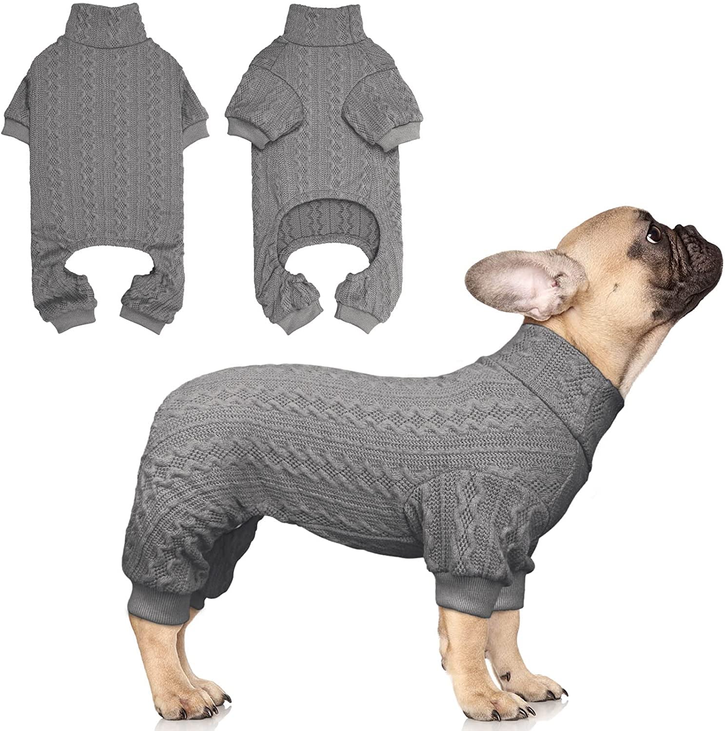 Dog Sweater Turtleneck Knitted Dog Clothes Solid Color Puppy Sweater Warm Cat Sweater Dog Sweaters for Large Dogs (Pink & L) Animals & Pet Supplies > Pet Supplies > Dog Supplies > Dog Apparel Jamktepat Grey X-Small 