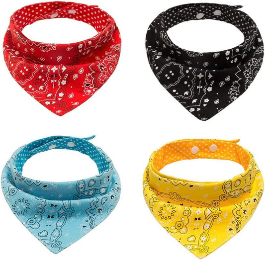PAWCHIE Dog Bandanas Small Reversible Styles Pet Triangle Scarf Bibs - Adjustable with Two Snaps - Kerchief Set Accessories for Dogs, Puppy, Cats Animals & Pet Supplies > Pet Supplies > Dog Supplies > Dog Apparel Orangexcel Polka Dots  