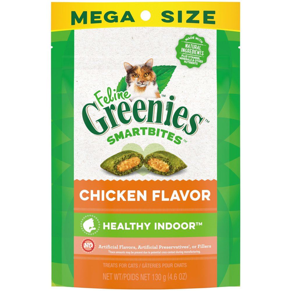 FELINE GREENIES SMARTBITES HEALTHY INDOOR Natural Treats for Cats, Chicken Flavor, 4.6 Oz. Pouch Animals & Pet Supplies > Pet Supplies > Cat Supplies > Cat Treats Mars Petcare 4.6 oz  