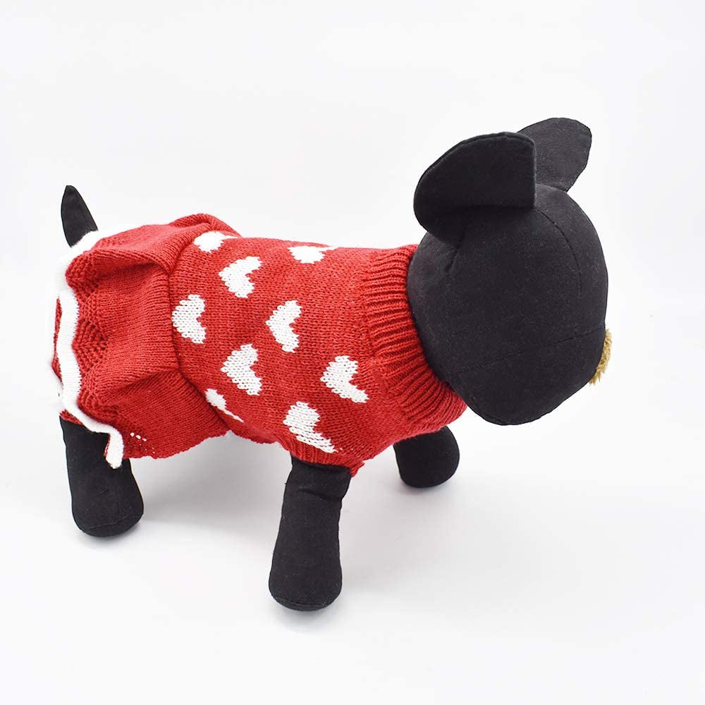 Dofyou Small Dog Sweater Dress Pet Sweaters Knitwear Girl Red Winter Warm Dog Princess Dress (L) Animals & Pet Supplies > Pet Supplies > Dog Supplies > Dog Apparel Dofyou   