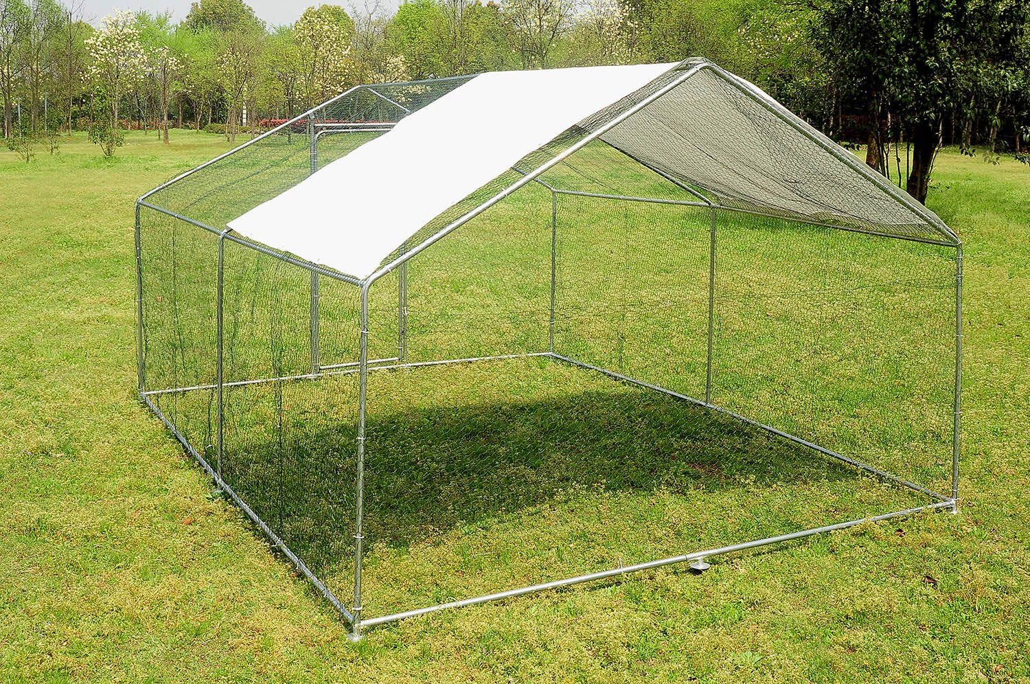 Walsport 10X10Ft Chicken Run Coop Walk in for Poultry Rabbit Hen Cage Pen Heavy Duty Metal Design with Door Animals & Pet Supplies > Pet Supplies > Dog Supplies > Dog Kennels & Runs Walsport   