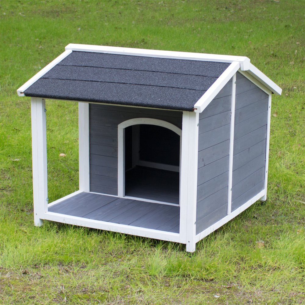 Aukfa Wooden Dog House-Outdoor Dog Cage with Waterproof, Spacious Porch for Medium Pets-Gray Color Animals & Pet Supplies > Pet Supplies > Dog Supplies > Dog Houses General   
