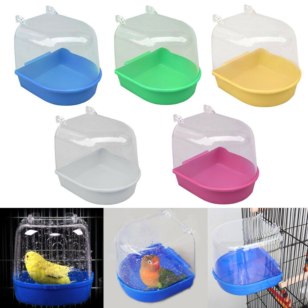 CABINAHOME Clear Bird Bath for Cage Bird Cage Accessories Hanging Bird Tub for Small Bird Cockatiel, Conure, Parakeet, White Animals & Pet Supplies > Pet Supplies > Bird Supplies > Bird Cage Accessories CABINAHOME White  