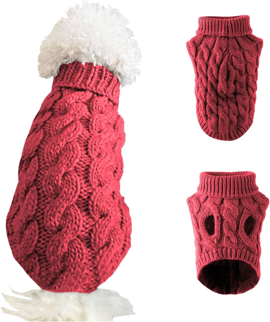 Cnarery Knitted Turtleneck Dog Sweaters, Warm Pet Sweater, Cute Knitted Classic Dog Sweater for Autumn and Winter Cold Weather Puppy Clothes(Gray) Animals & Pet Supplies > Pet Supplies > Dog Supplies > Dog Apparel Cnarery Red S 