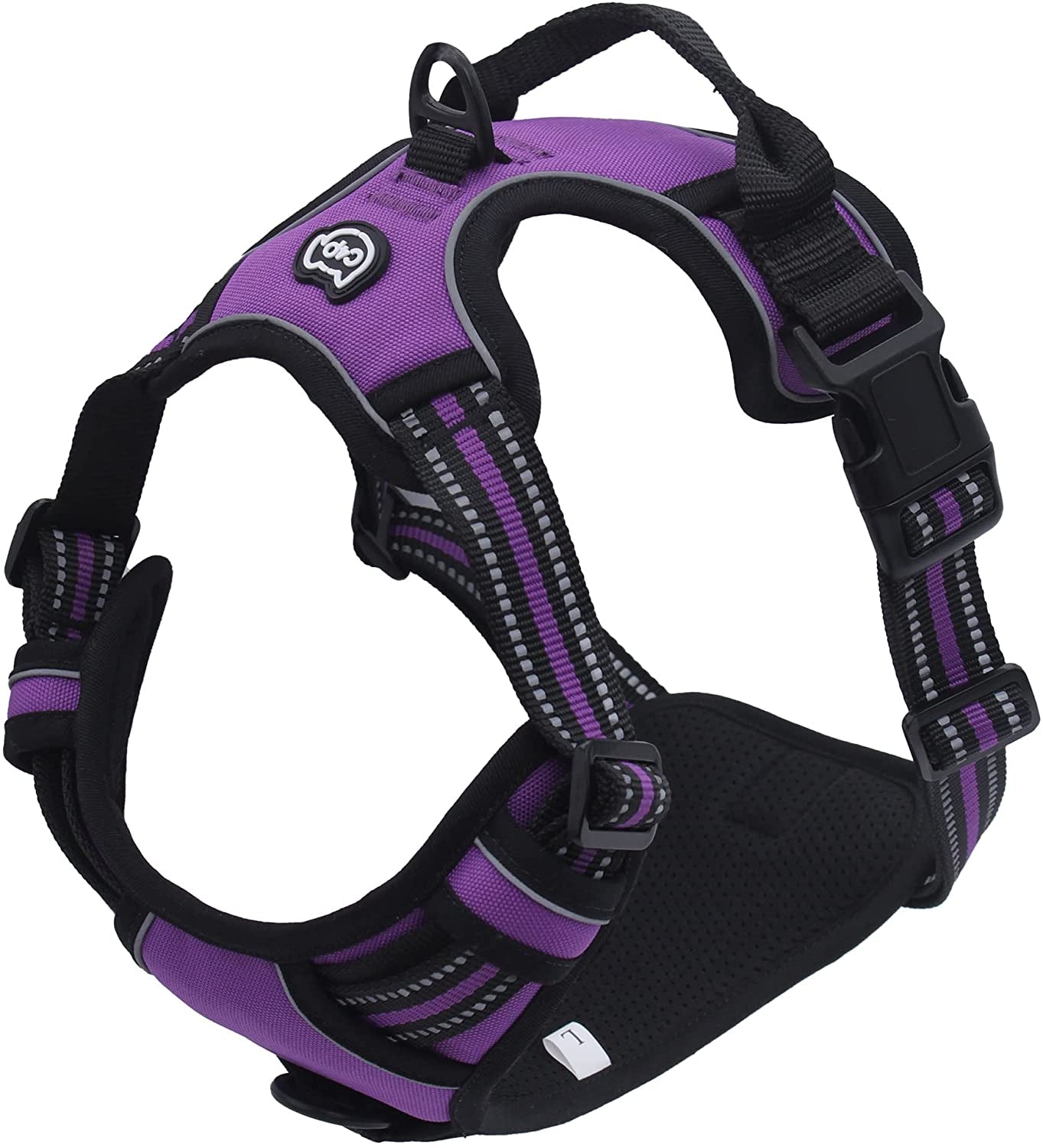 C4P No Pull Dog Harness for Medium Dogs, Dog Vest Harness for Training, Safety Fully Adjustable Dog Collar, Reflective Strip No-Choke Pet Oxford Walking Vest with Handle for Medium Dogs Purple M Animals & Pet Supplies > Pet Supplies > Dog Supplies > Dog Apparel C4P Purple XL 