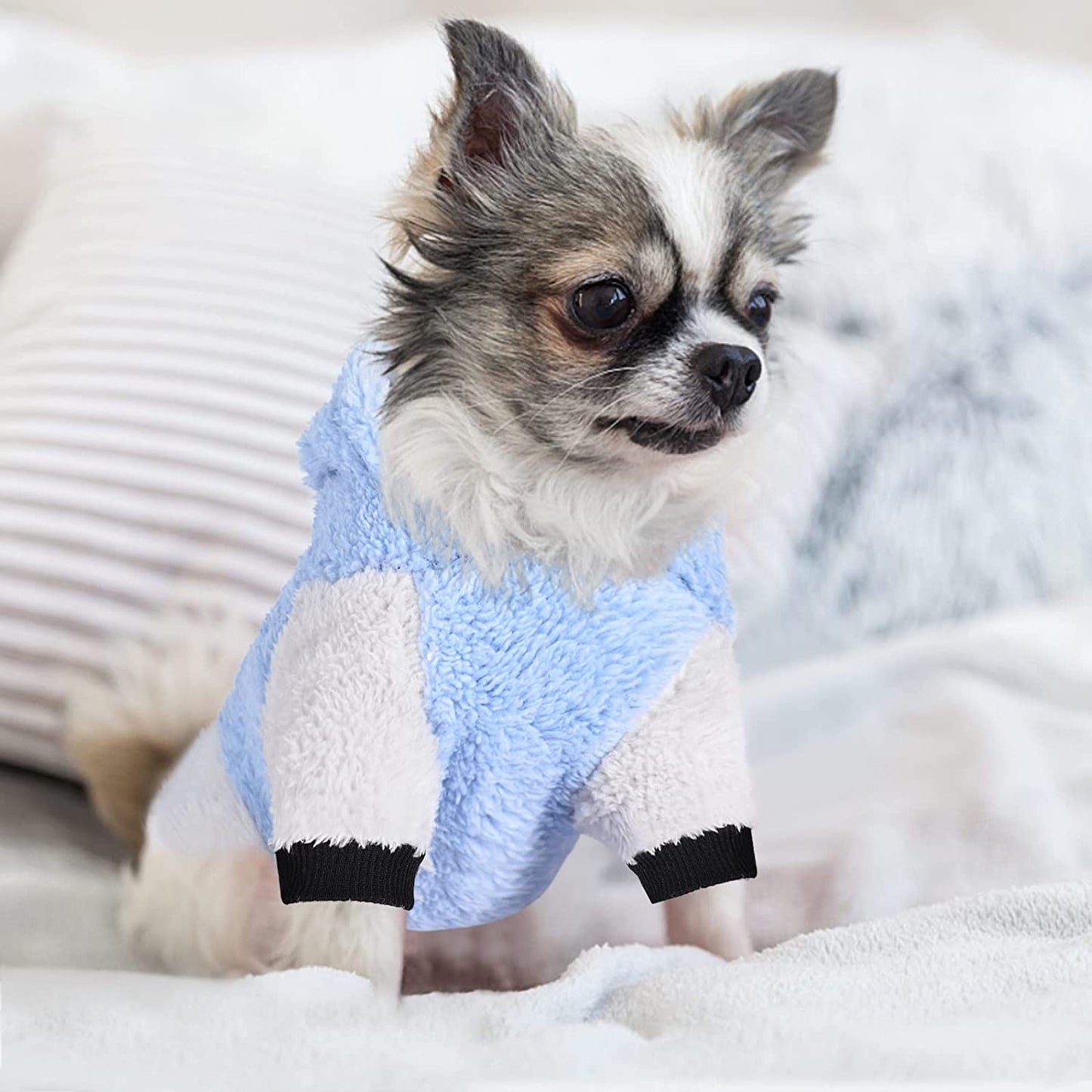 Dog Sweaters for Small Dogs, Fleece Dog Hoodie Clothes, Winter Cute Warm Plaid Leopard Puppy Chihuahua Sweater, Pet Doggie Sweatshirt for Yorkie Teacup, Cat Apparel (Small) Animals & Pet Supplies > Pet Supplies > Dog Supplies > Dog Apparel Sebaoyu   