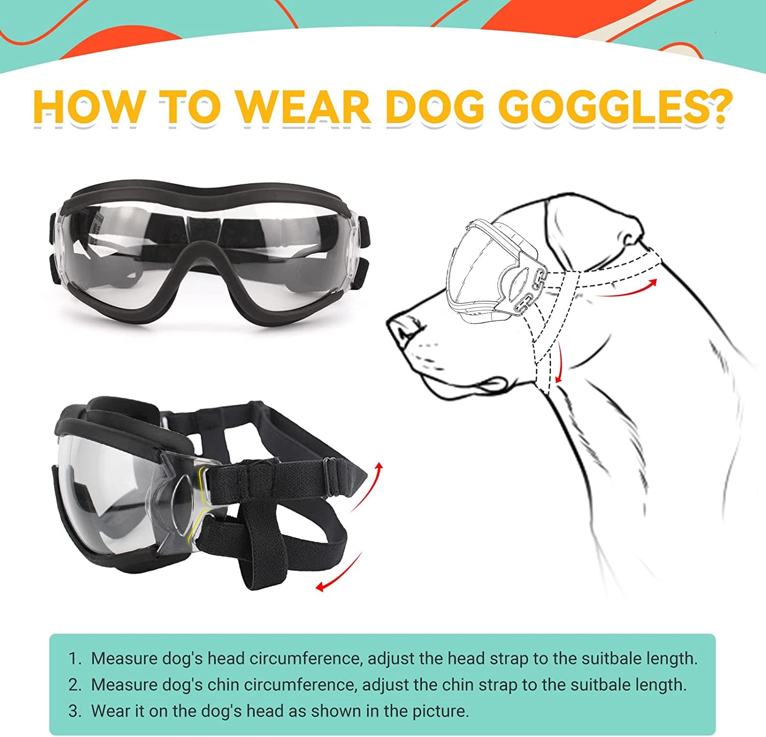 Dog Goggles Large Breed, 2PCS Black and Clear Lens Dog Sunglasses Medium Dogs, UV Protection Adjustable Dog Glasses Animals & Pet Supplies > Pet Supplies > Dog Supplies > Dog Apparel PETLESO   