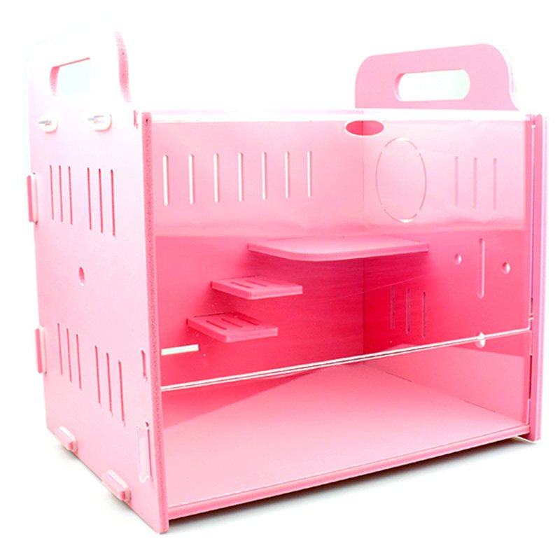 Hamster Cage Breathable Portable Hamster Habitat Pet Cage for Small Animals Animals & Pet Supplies > Pet Supplies > Small Animal Supplies > Small Animal Habitats & Cages Bangcool M Pink 