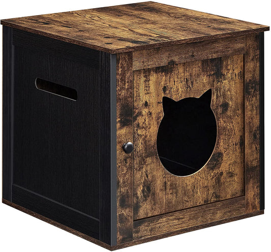 FEANDREA Cat Litter Box Furniture, Rustic Brown and Black Animals & Pet Supplies > Pet Supplies > Cat Supplies > Cat Furniture FEANDREA   