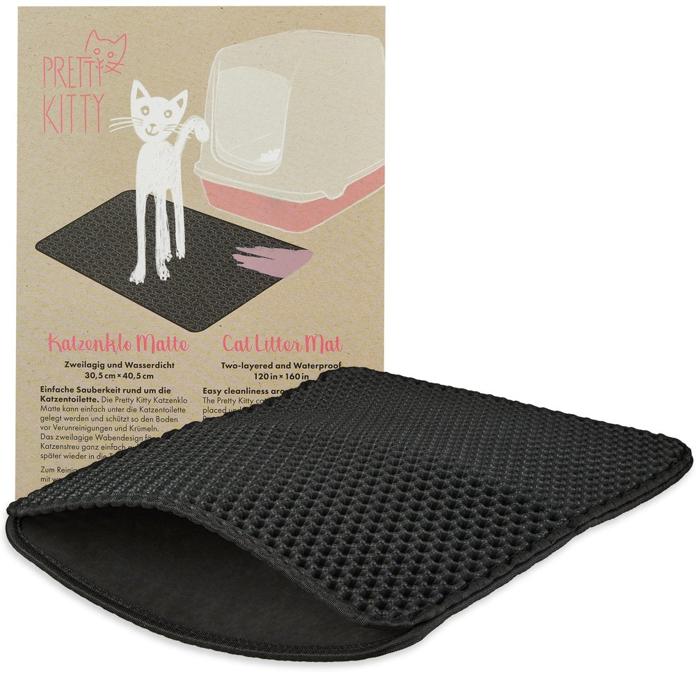 Cat Litter Mat in Black: Small Cat Mat for Cat Litter Box 12X16In Cat Litter Animals & Pet Supplies > Pet Supplies > Cat Supplies > Cat Litter Box Mats Pretty Kitty   