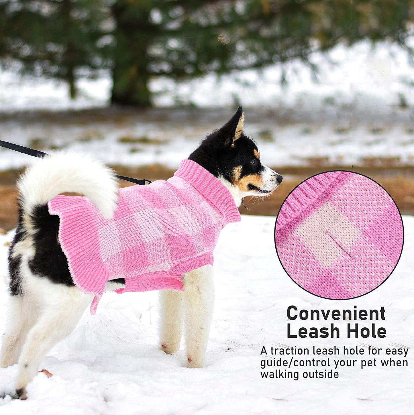 Dasior Pet Dog Sweater, Soft Turtleneck Knitted Plaid Stretch Pullover, Warm Knitwear Winter Clothes (Pink, Small) Animals & Pet Supplies > Pet Supplies > Dog Supplies > Dog Apparel Dasior   