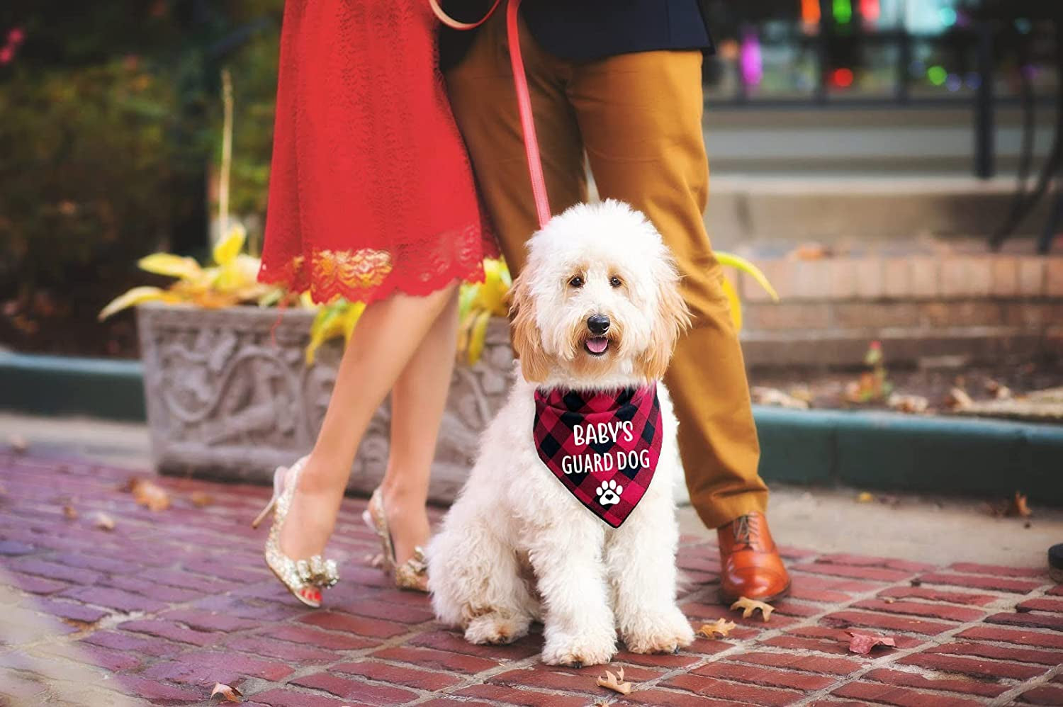 Ptzizi Funny Red Plaid Cotton Dog Baby'S Guard Security Triangle Bandana, Pet Dog New Baby Shower Photograph Props Scarf Scarves Decorations Pet Dog Lovers Owner Gift Animals & Pet Supplies > Pet Supplies > Dog Supplies > Dog Apparel Ptzizi   