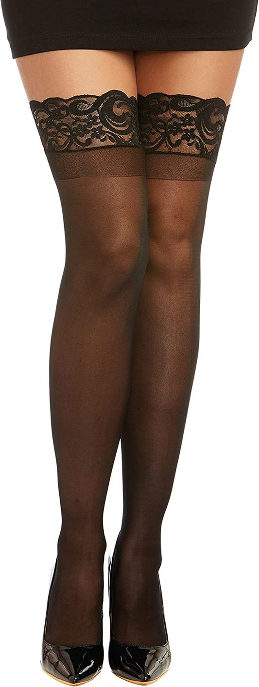 Dreamgirl Women’S Sheer Thigh High Pantyhose, Hosiery Nylons Stockings with Comfort Lace Top Anti-Slip Silicone Elastic Band Animals & Pet Supplies > Pet Supplies > Dog Supplies > Dog Apparel 0 months and up   