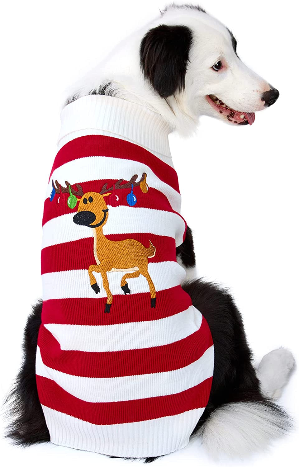 NACOCO Holiday Xmas Reindeer Sweaters Dog Sweaters New Year Christmas Sweater Pet Clothes for Small Dog and Cat (Red, Xx-Small) Animals & Pet Supplies > Pet Supplies > Dog Supplies > Dog Apparel Nacoco 4-Red Fawn X-Large (Pack of 1) 