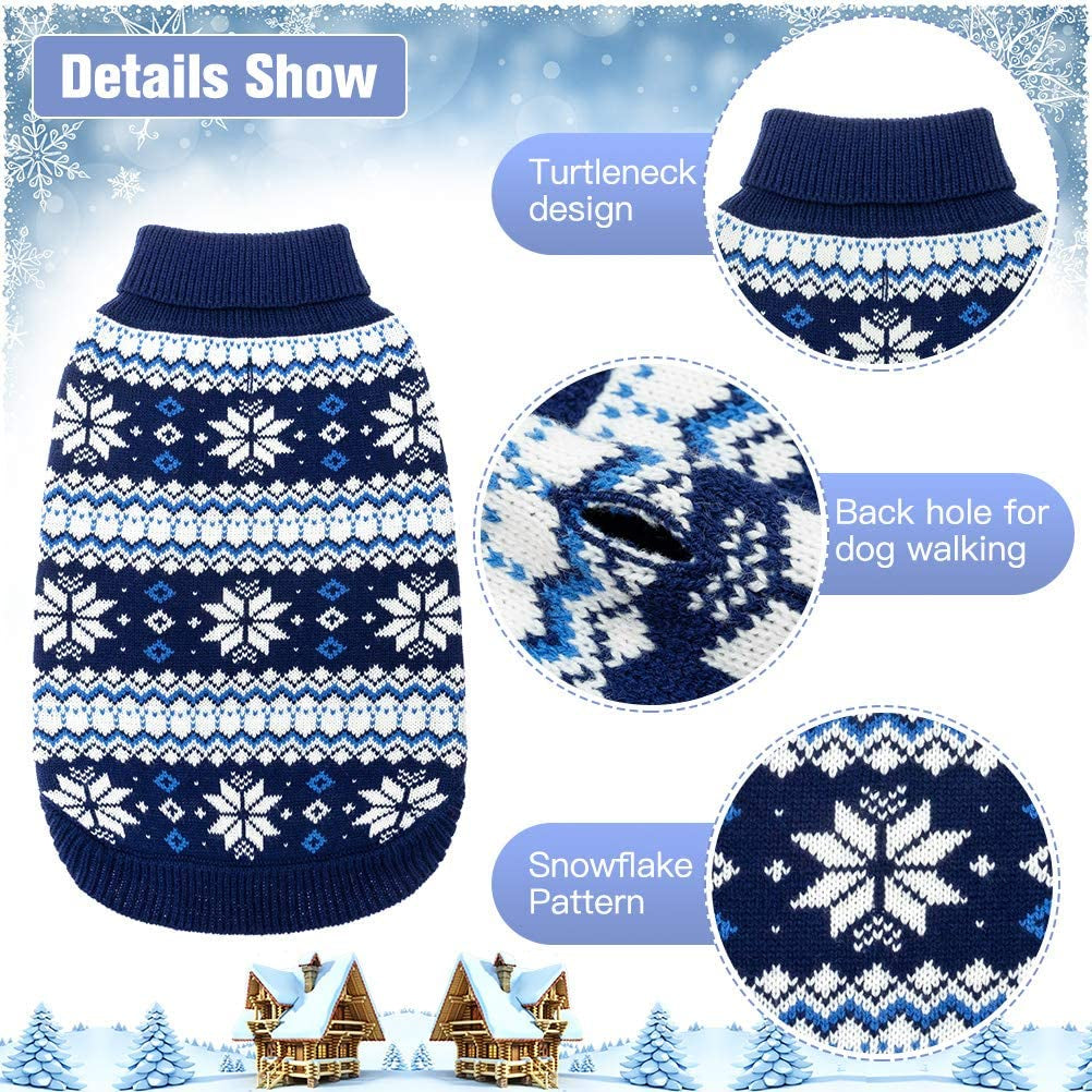 Cable Knit Dog Sweater Turtleneck, Warm & Comfortable Dog Cold Weather Clothes with Snowflake Pattern, Classic Knitwear Dog Winter Coat Outfits for Small Medium Large Dogs Animals & Pet Supplies > Pet Supplies > Dog Supplies > Dog Apparel KOOLTAIL   