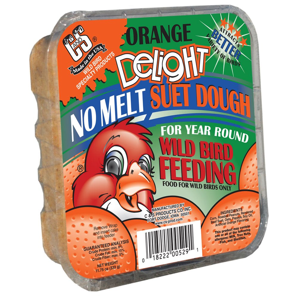 C&S Orange Delight No-Melt Suet Dough, 11.75 Oz, Wild Bird Food Animals & Pet Supplies > Pet Supplies > Bird Supplies > Bird Food Central Garden and Pet   