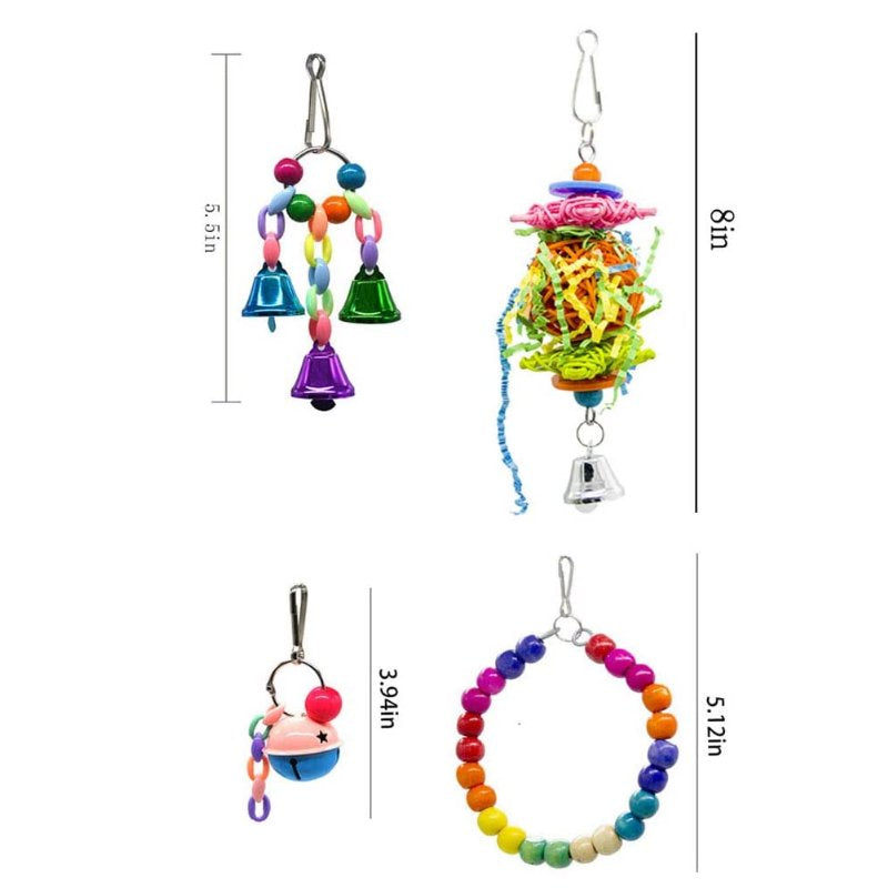 Bird Toys for Parrots, 10Packs Bird Swing Chewing Toys, Parrot Hammock Bell Toys Suitable for Small Parakeets, Cockatiels, Conures, Finches,Budgie,Macaws, Parrots, Love Birds Animals & Pet Supplies > Pet Supplies > Bird Supplies > Bird Toys MUTOCAR   